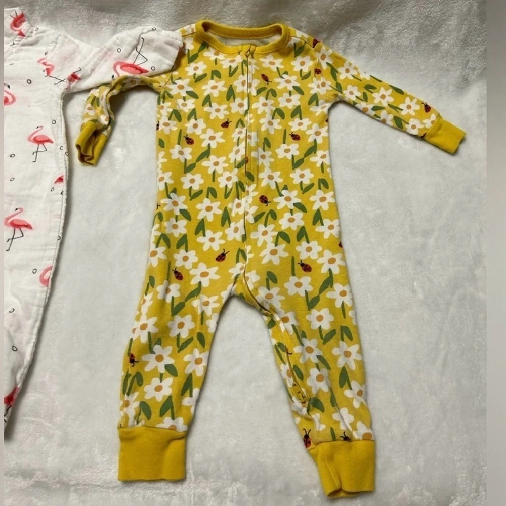 Old Navy Yellow Floral Long Sleeve Onesie